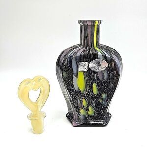 Vintage Multicolor Azzurra Maestri Vetrai Glass Decanter with Heart Stop…